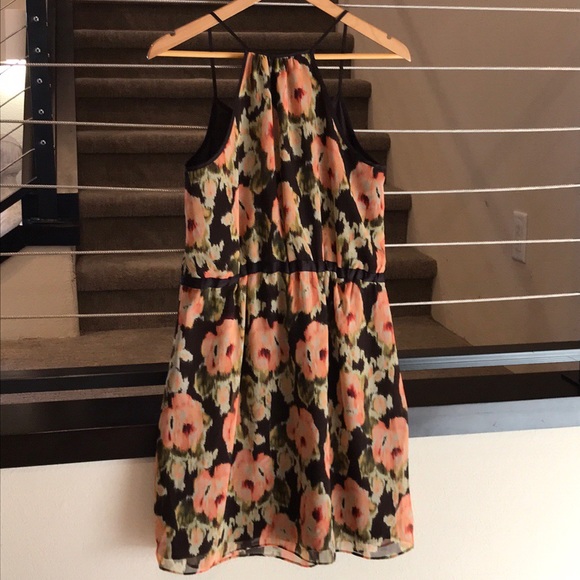 Floral Print Drawstring Waist Cocktail Mini Dress - Picture 4 of 5